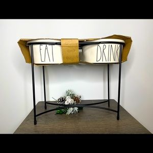 Rae Dunn EAT & DRINK Pet Bowl Feeder set